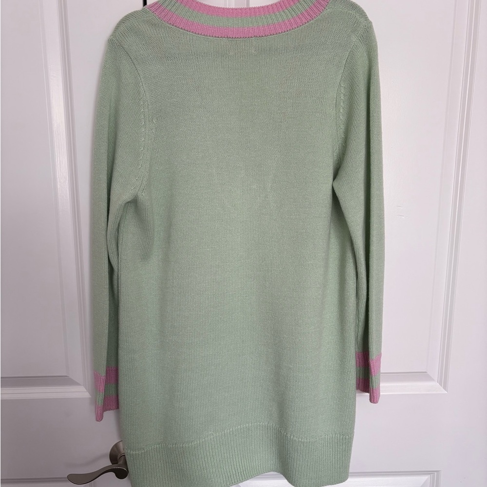 Mint Green V-Neck Sweater Dress - Picture 5 of 5